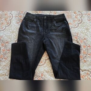 Time and Tru Women's Hi Rise Curvy Skinny Distressed Black Jeans Size 10